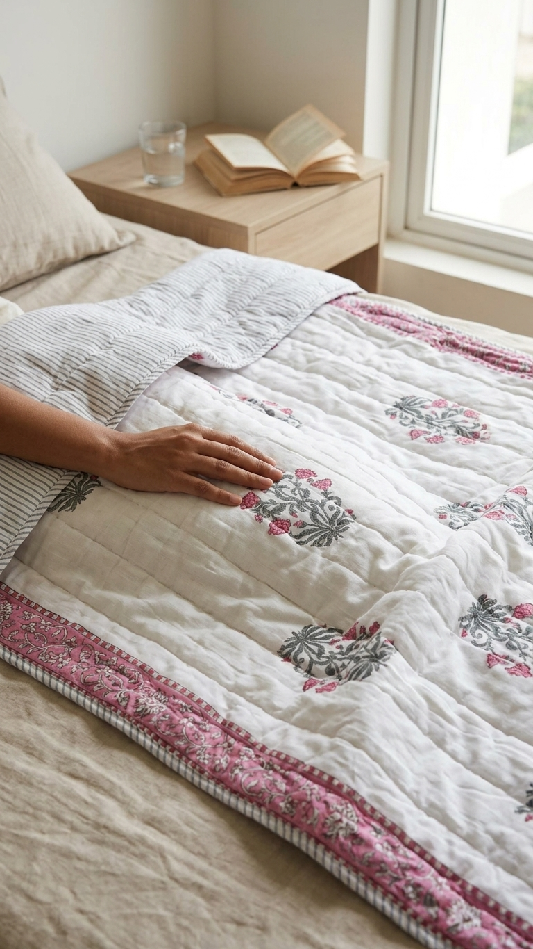 Stuti Blossom Dream Floral Quilt – Soft Cotton Lightweight Comforter for All Seasons
