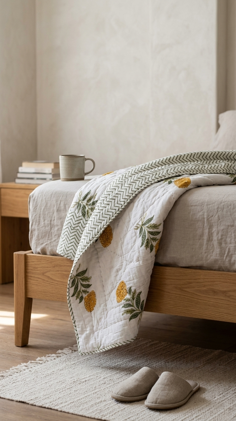 Stuti Citrus Bloom Cotton Comforter – Lightweight Floral All-Season Quilt