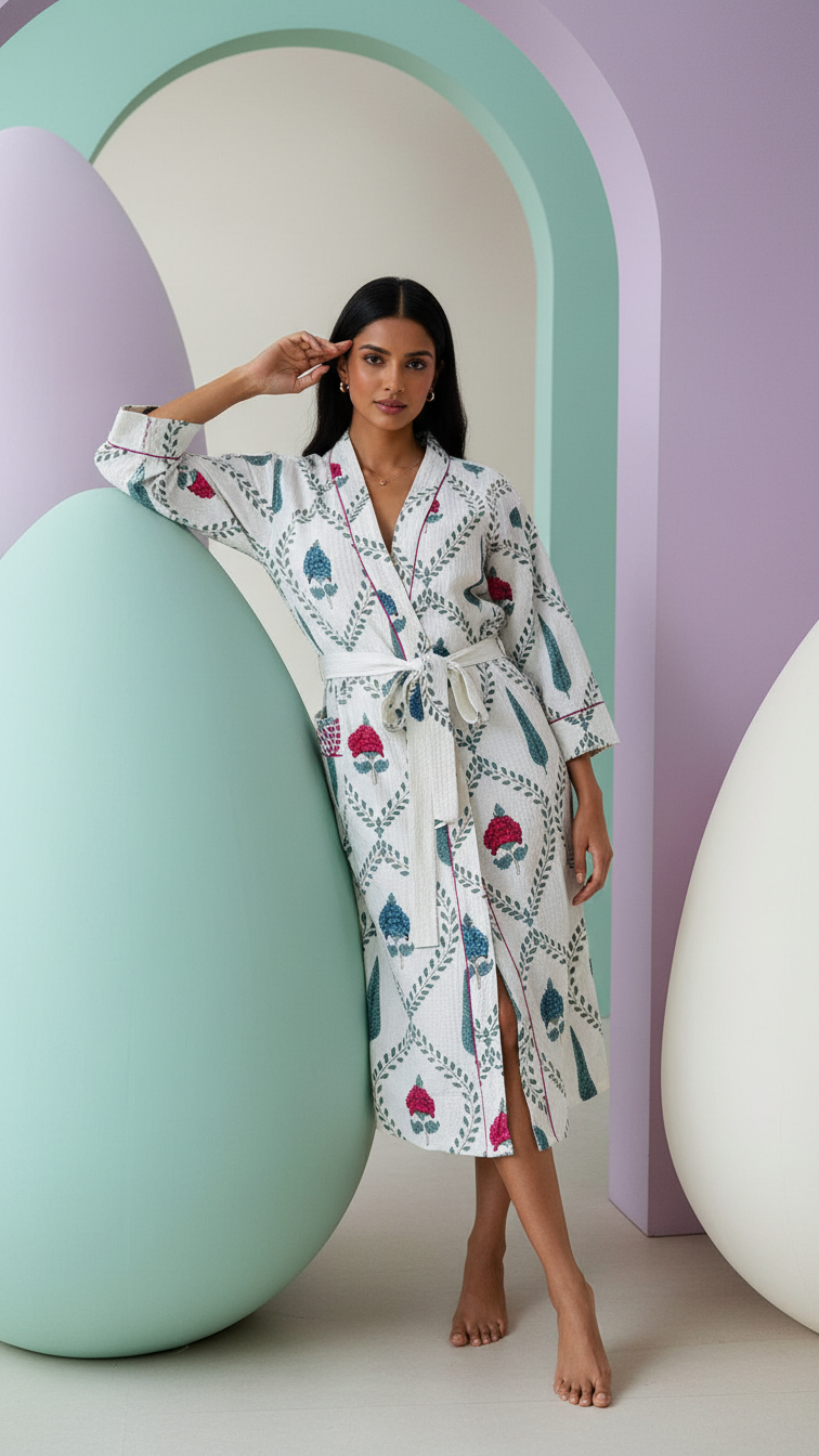 Handblock Serenity Bathrobe