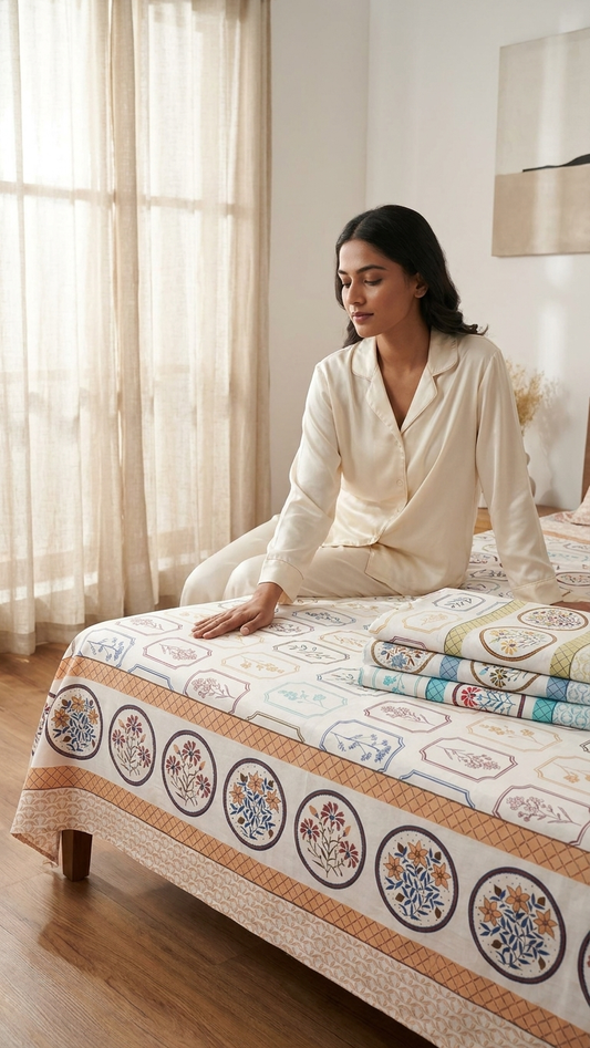 Botanical Vintage Print Cotton Bedsheet Set