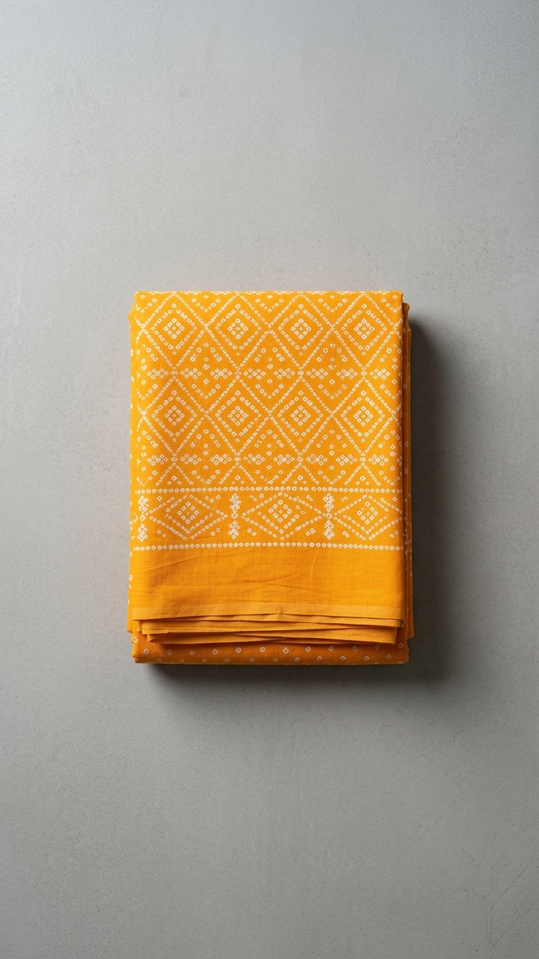 Pure Cotton Bandhani Saree in Marigold Orange – Traditional Rajasthani Tie-Dye with Geometric Border