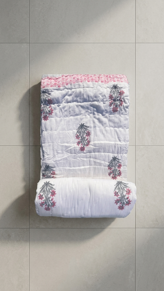 Stuti Floral Mist Cotton Quilt – Lightweight Soft Comforter for All Seasons