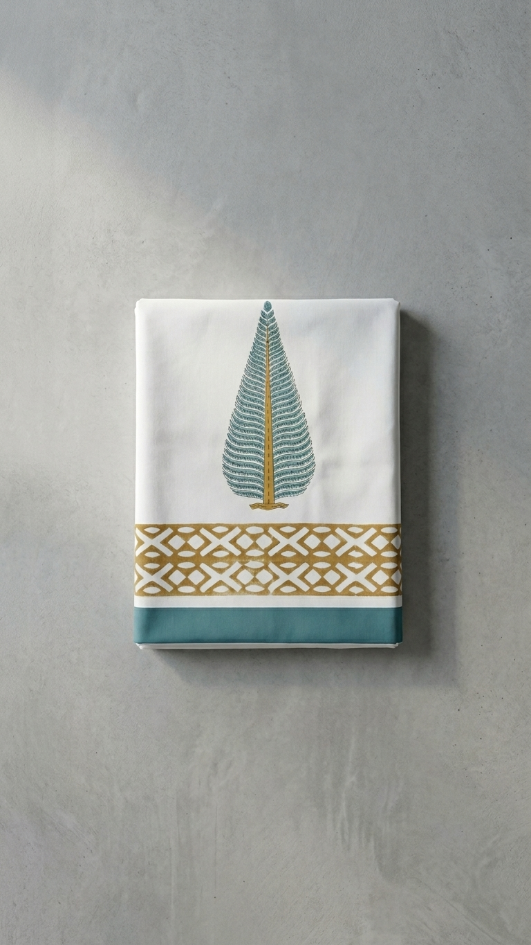 Stuti Blue & White Percale Cotton Bedsheet – Stylish & Breathable