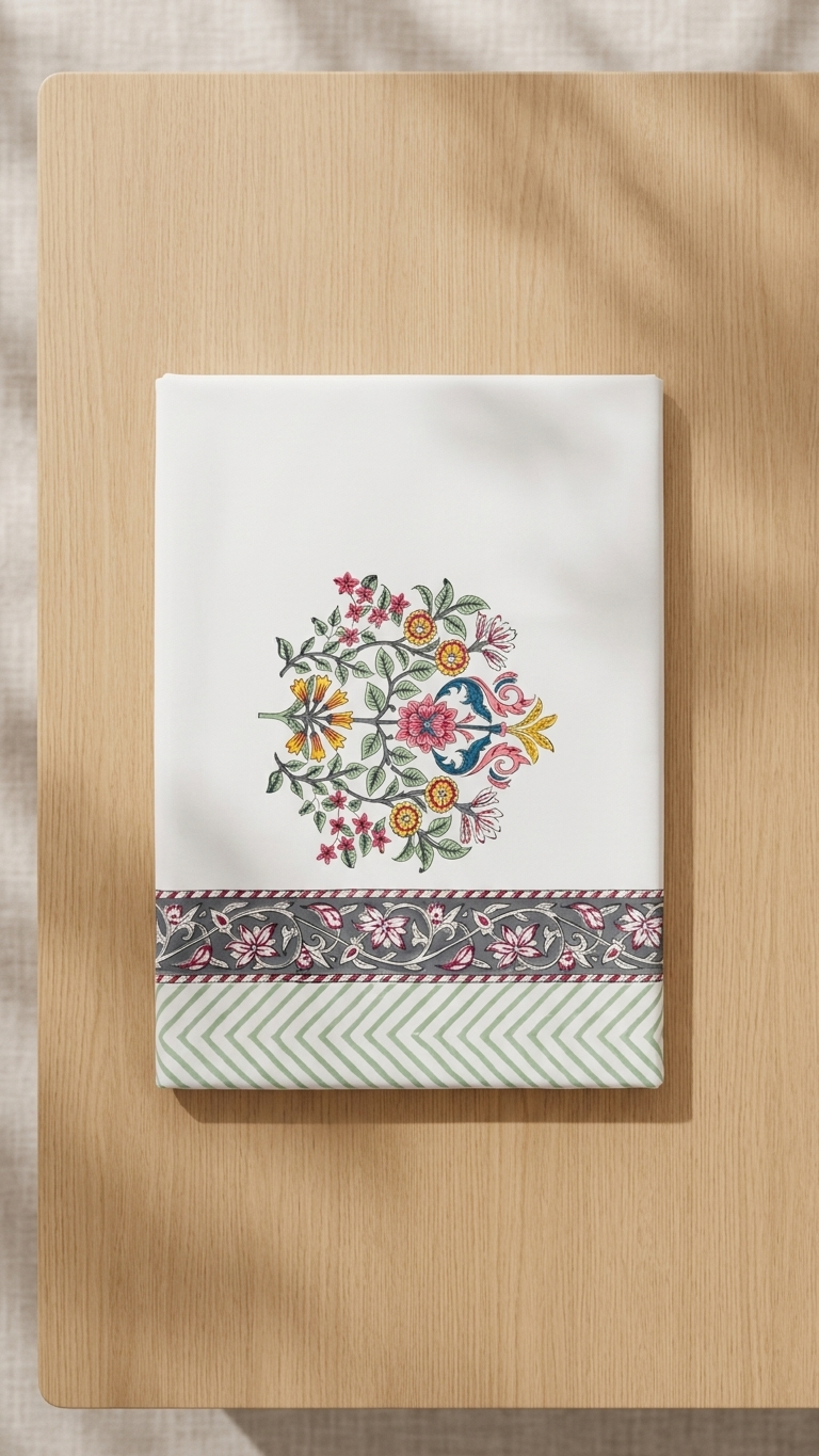 Stuti White Floral Percale Cotton Bedsheet – Crisp & Breathable