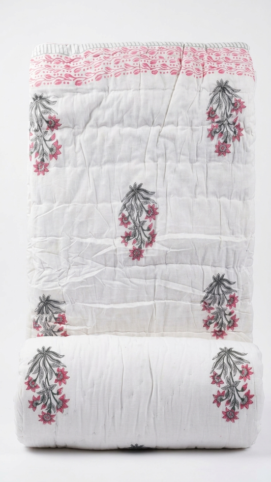 Stuti Floral Mist Cotton Quilt – Lightweight Soft Comforter for All Seasons