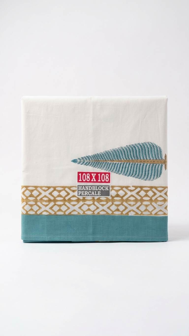 Stuti Blue & White Percale Cotton Bedsheet – Stylish & Breathable