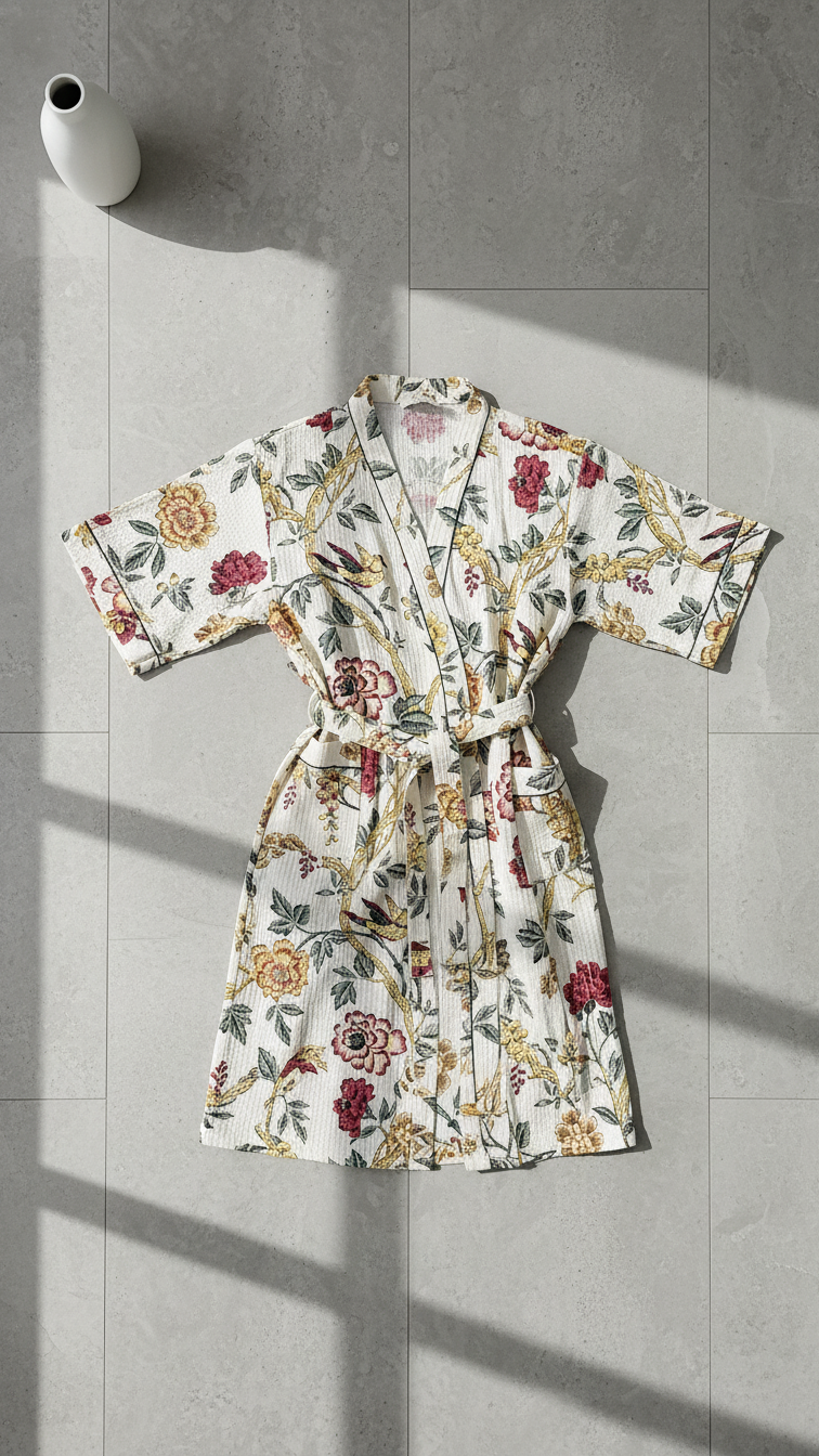 Stuti Garden Bird Waffle Bathrobe