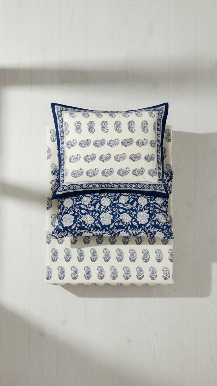 White Serenity Printed Bedsheet