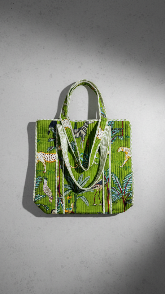 Green Garden Handblock Bag