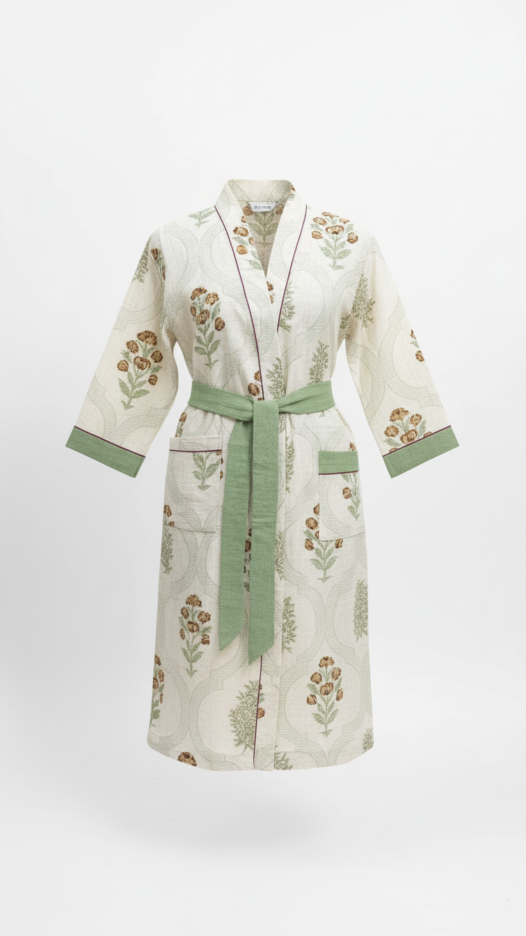 Ivory Grid Waffle Bathrobe