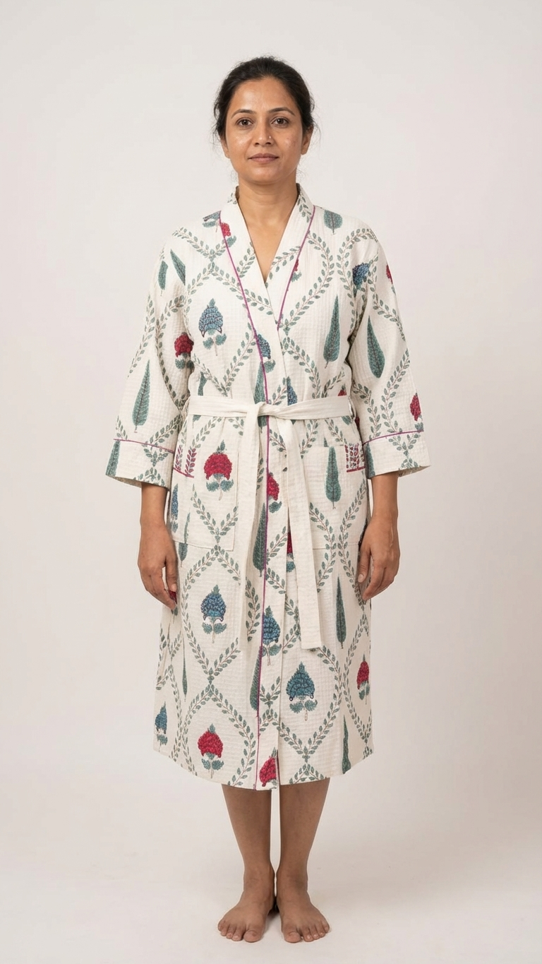 Handblock Serenity Bathrobe