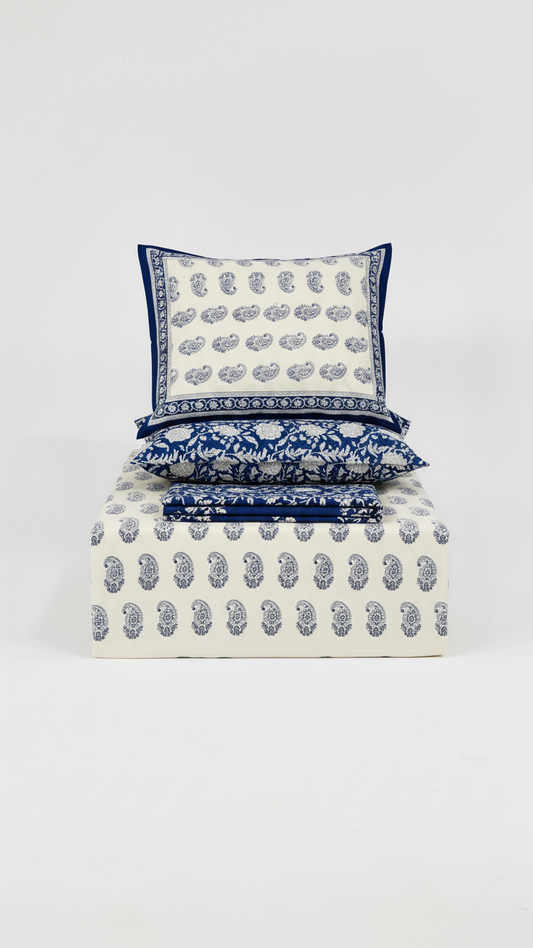 White Serenity Printed Bedsheet