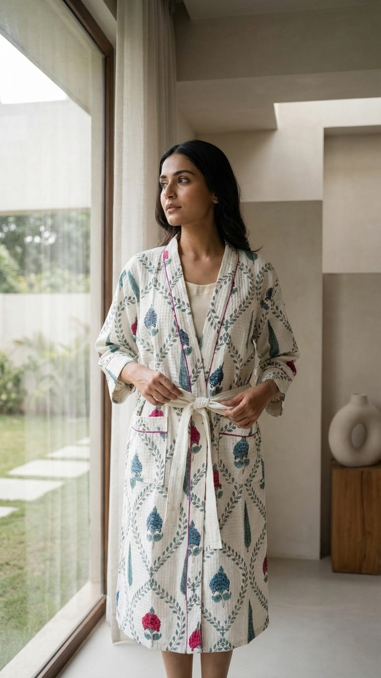 Handblock Serenity Bathrobe