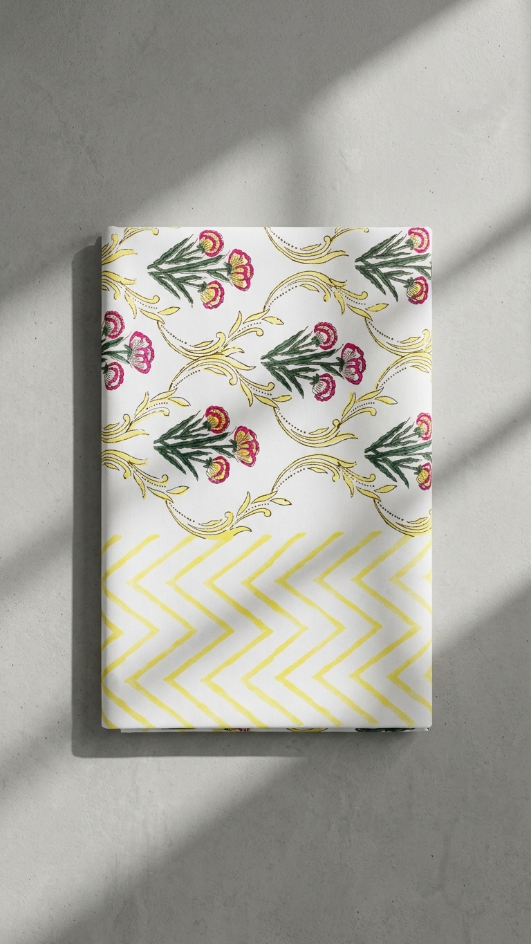 Yellow & White Cotton Percale Bedsheet – Soft & Breathable