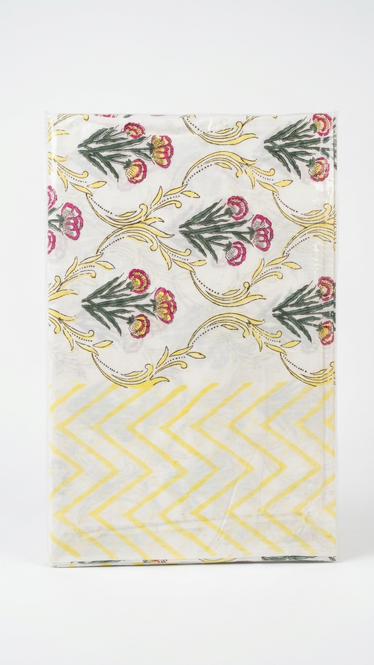 Yellow & White Cotton Percale Bedsheet – Soft & Breathable
