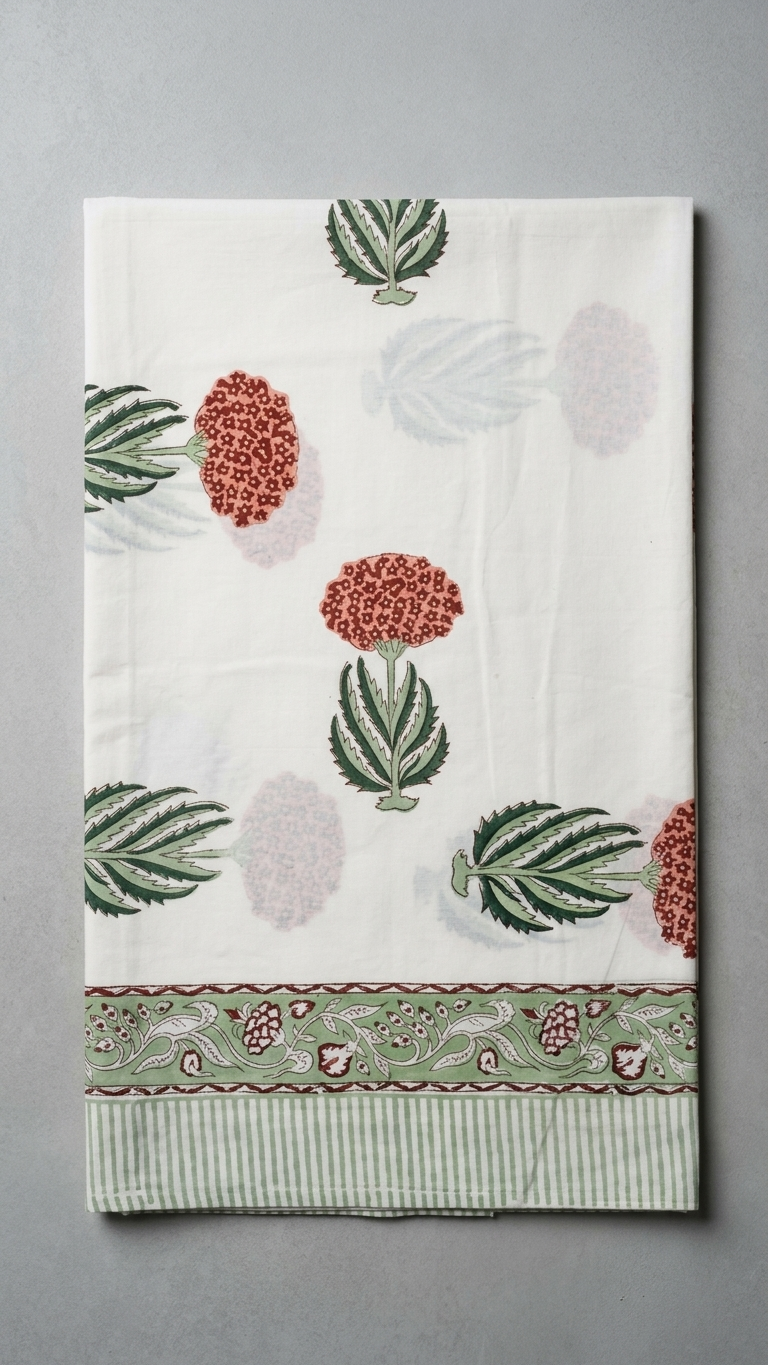 Stuti White & Red Floral Percale Cotton Bedsheet – Cool & Breathable