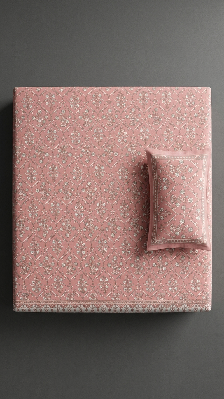 Blush Vine Elegance Cotton Bedsheet