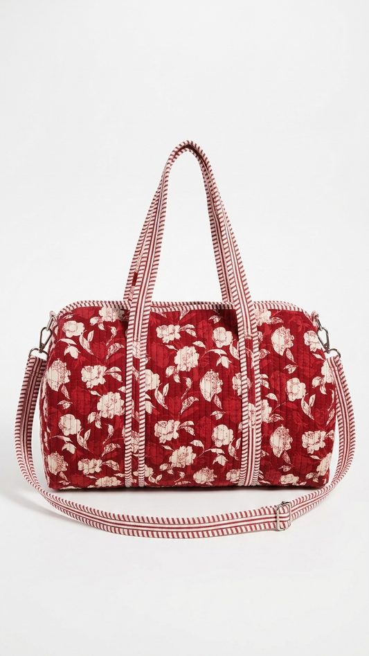 Red & Ivory Cotton Duffle Bag