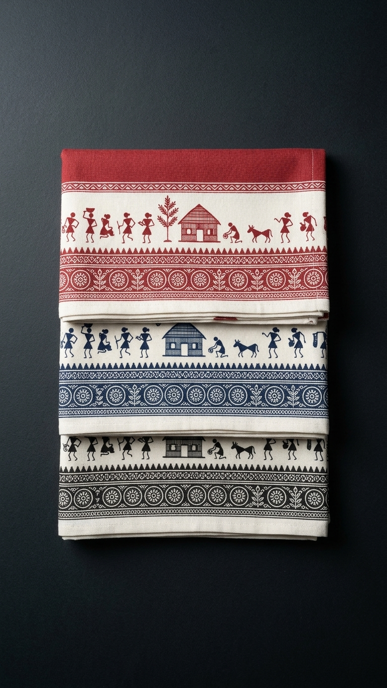 Warli Tribal Block Print Cotton Bedsheet