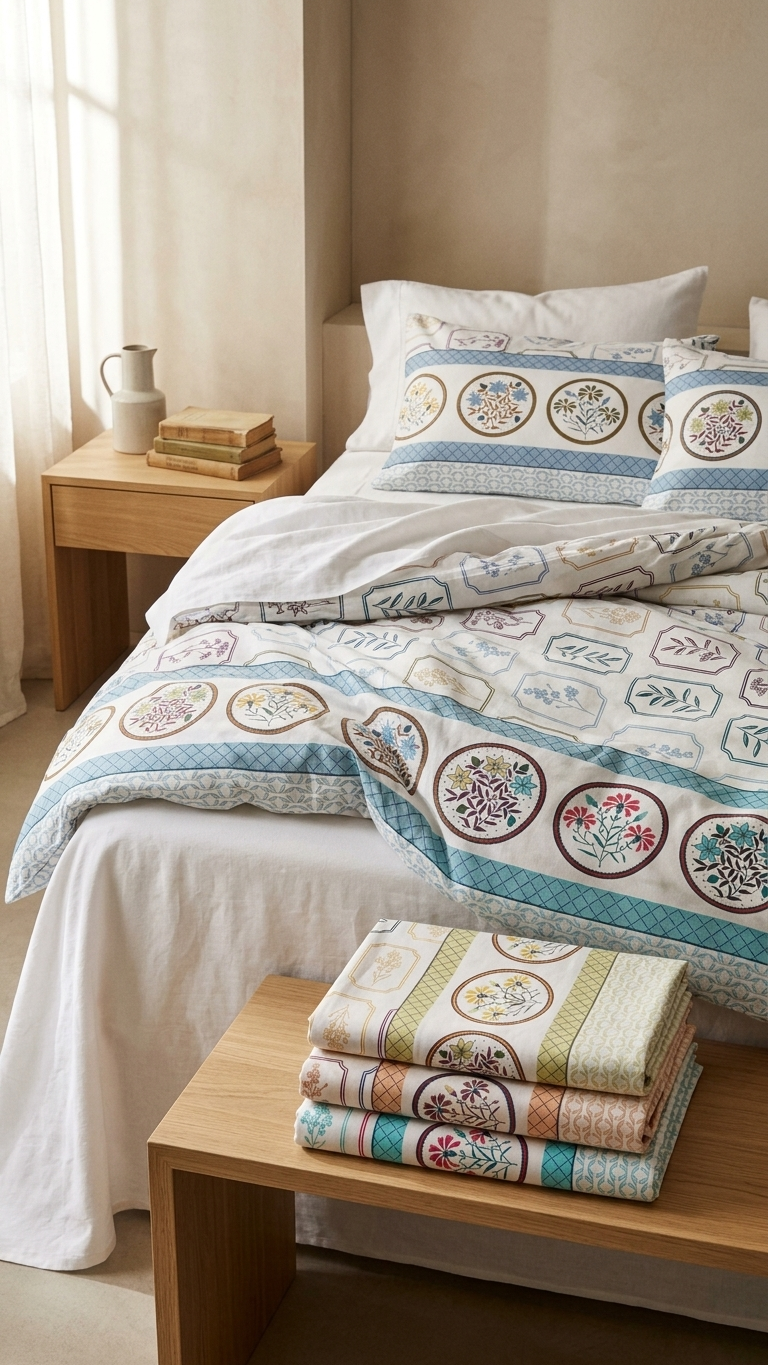 Botanical Vintage Print Cotton Bedsheet Set