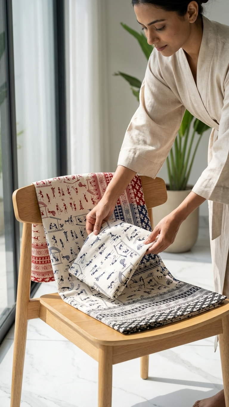 Warli Tribal Block Print Cotton Bedsheet